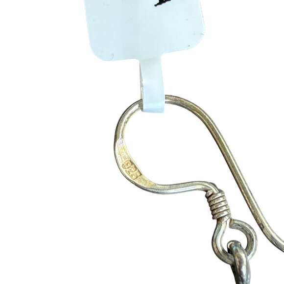 Hand-Carved White Earrings Sterling Silver Hooks & Intricate Design - Made In In - Picture 5 of 6